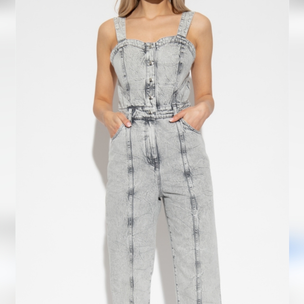 IRO Gardanne Paris NWOT Size 32 Denim Jumpsuit Stylish Gray Women's Jeans